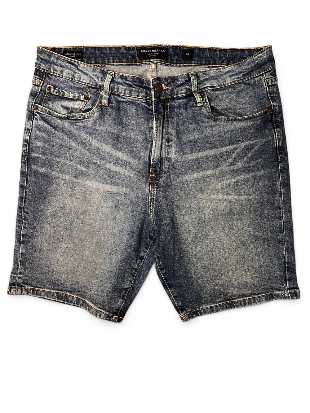 Lucky Brand Athletic Slim Denim Shorts Size 36 Medium Wash Stretch 8" Inseam